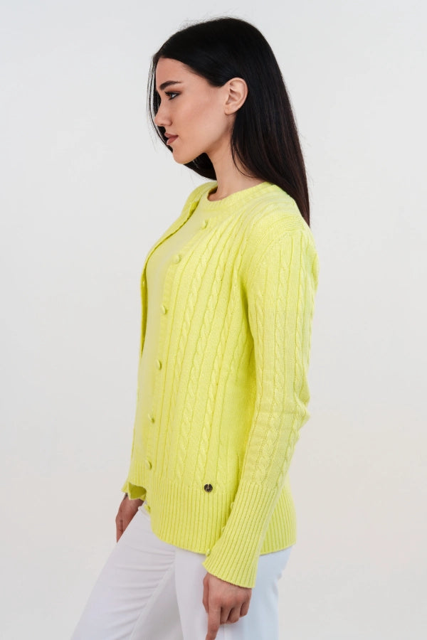 Twin set a trecce in cashmere blend con cardigan e t-shirt a rasato