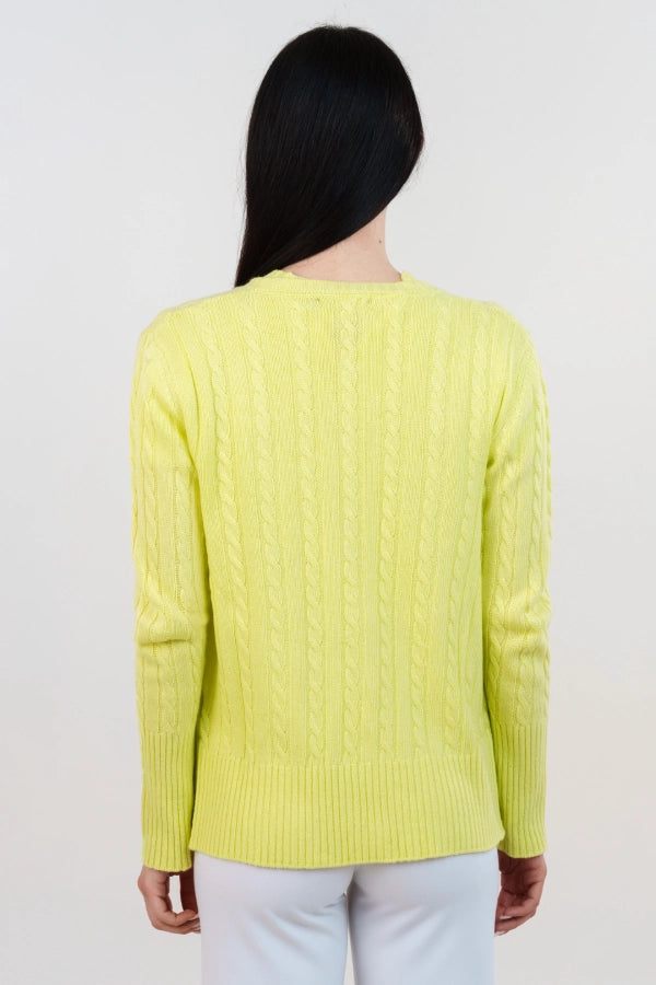 Twin set a trecce in cashmere blend con cardigan e t-shirt a rasato