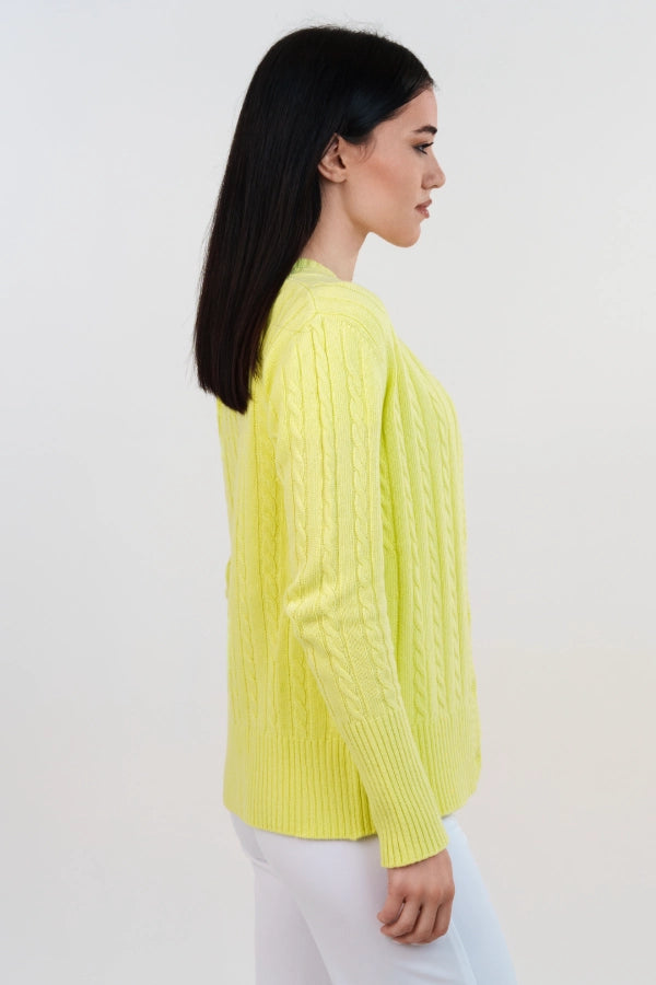Twin set a trecce in cashmere blend con cardigan e t-shirt a rasato
