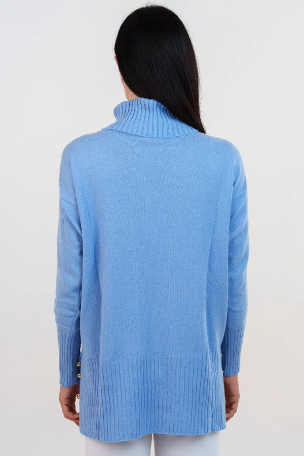 Pullover dolcevita con tasche in cashmere blend