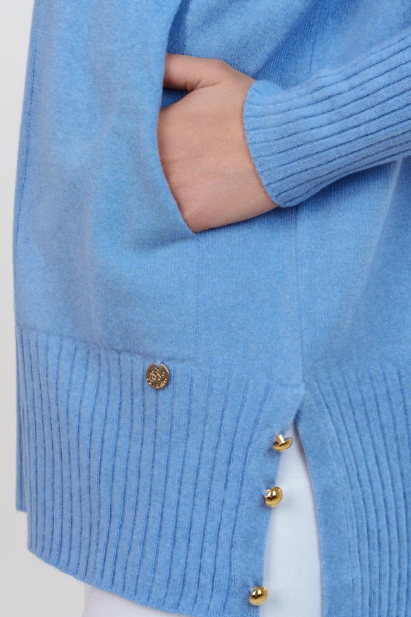 Pullover dolcevita con tasche in cashmere blend