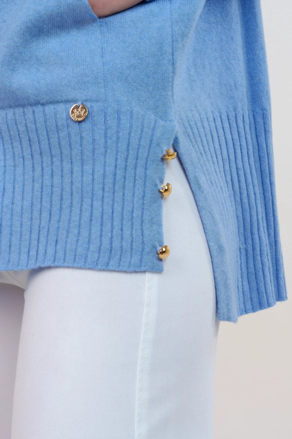 Pullover dolcevita con tasche in cashmere blend