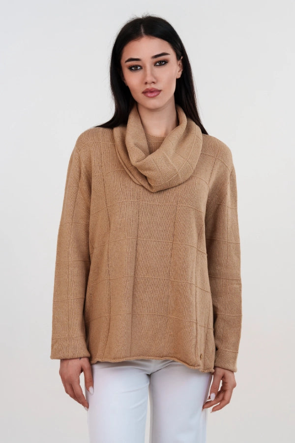 Pullover oversize con collo staccato in cashmere blend