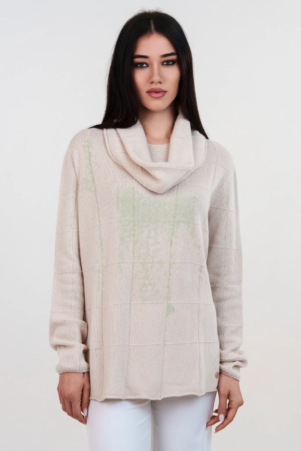 Pullover oversize con collo staccato in cashmere blend