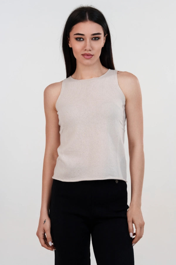 Tweelingset van mohair bolero en effen gebreid tanktopje