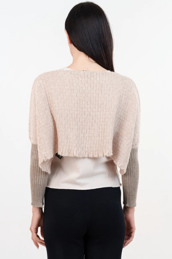 Tweelingset van mohair bolero en effen gebreid tanktopje