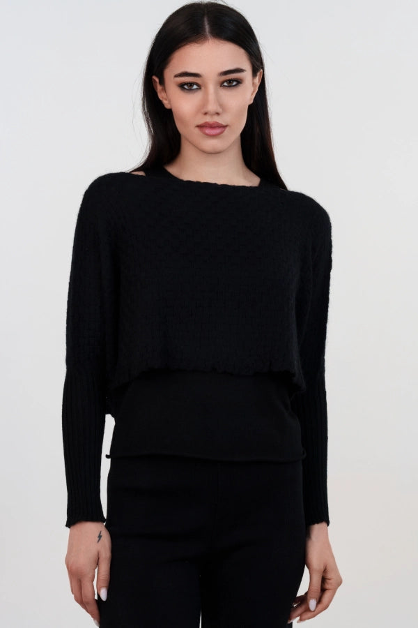 Tweelingset van mohair bolero en effen gebreid tanktopje