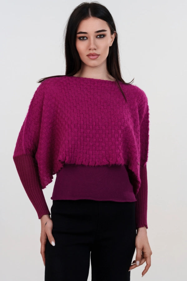 Tweelingset van mohair bolero en effen gebreid tanktopje