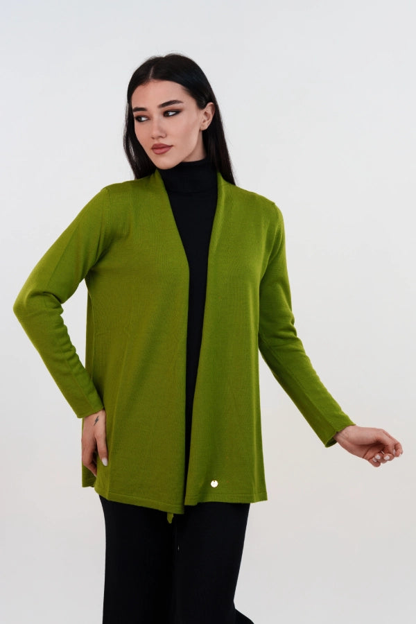 Spolverino basico a maglia rasata fine in lana merino