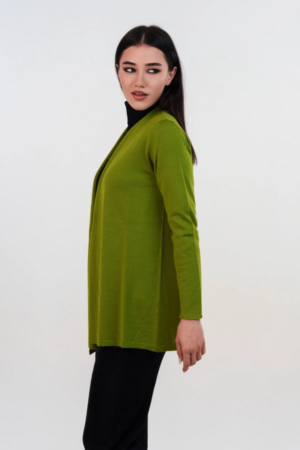 Spolverino basico a maglia rasata fine in lana merino