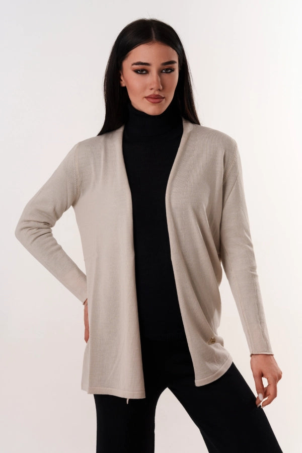 Spolverino basico a maglia rasata fine in lana merino