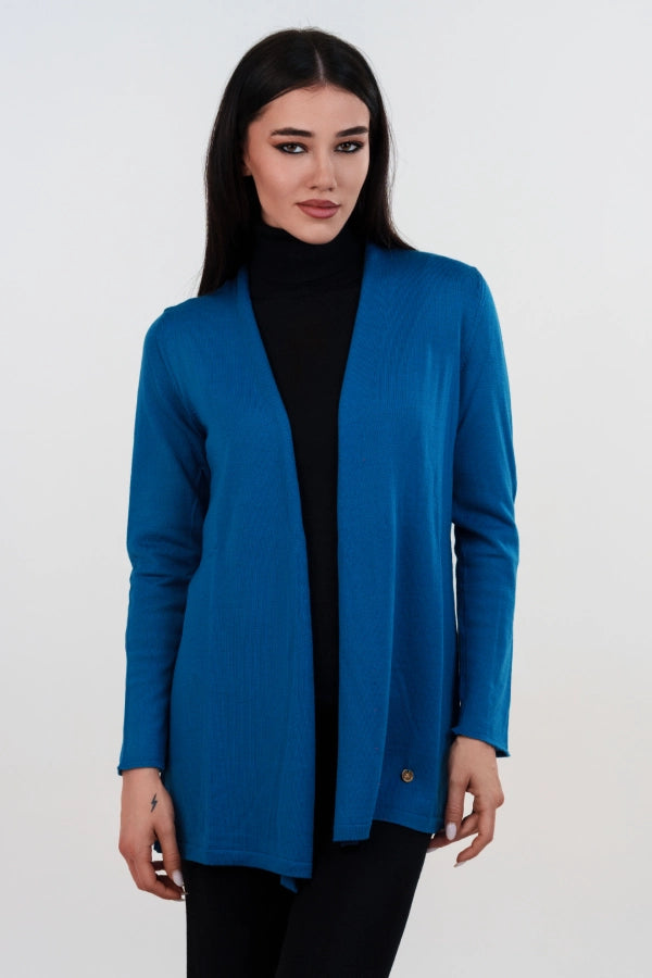 Spolverino basico a maglia rasata fine in lana merino