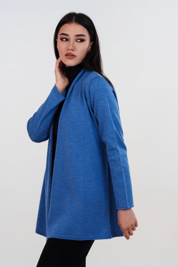 Spolverino basico a maglia rasata fine in lana merino