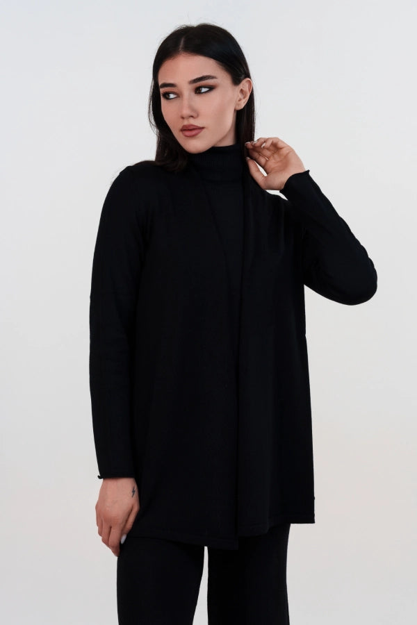Spolverino basico a maglia rasata fine in lana merino