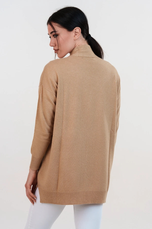 Cardigan lungo lana e cashmere con bottoni in tinta