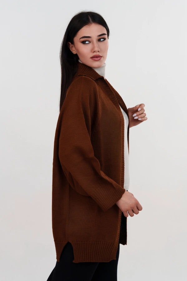 Kimono spolverino oversize tinta unita a manica tre quarti in lana merino