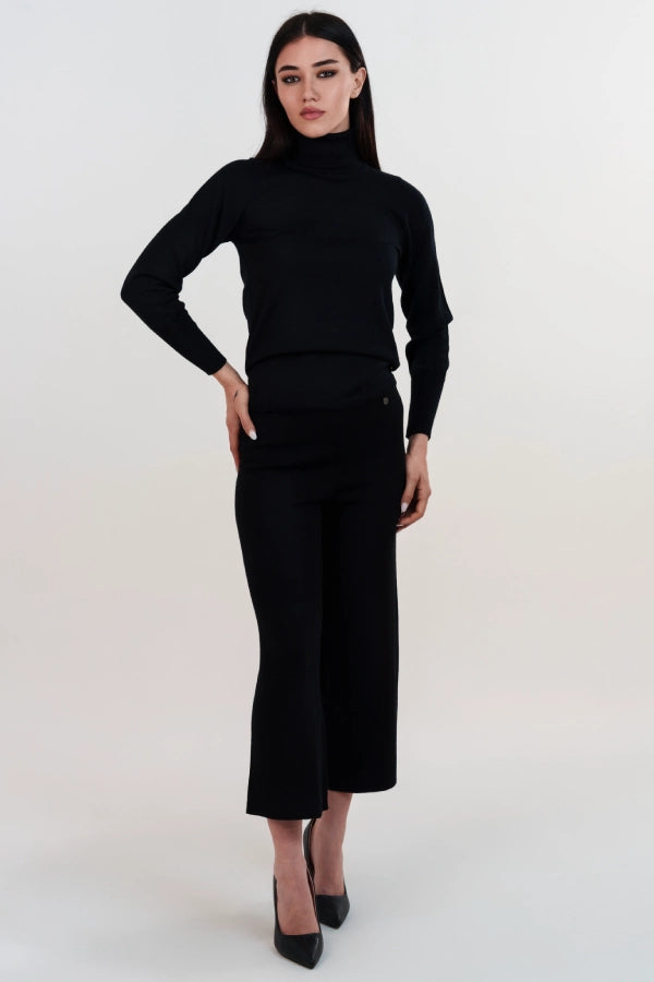 Pantaloni gaucho in lana merino punto stoffa