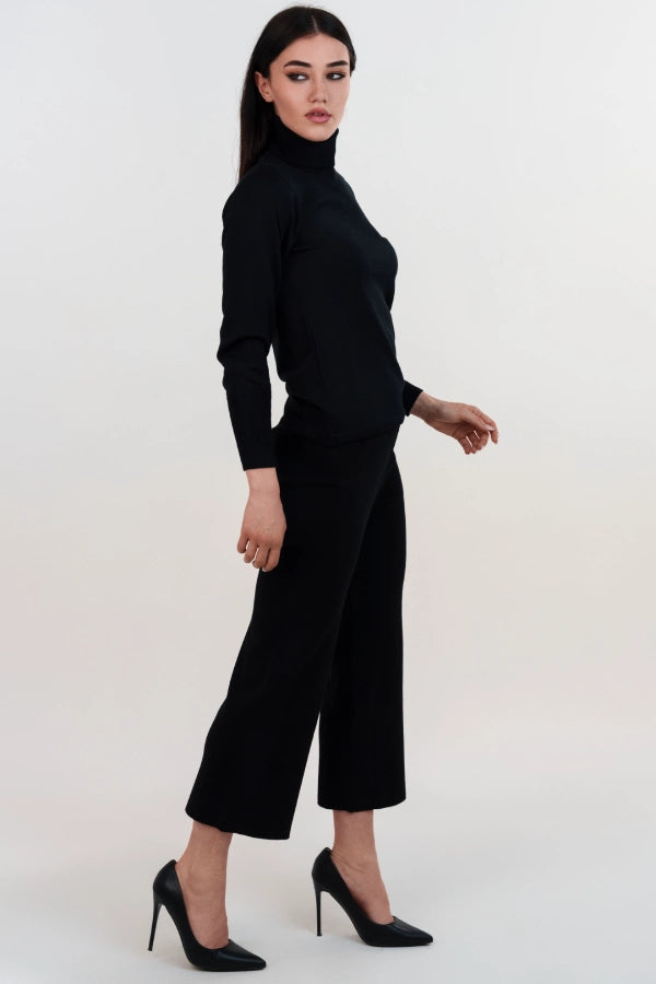 Pantaloni gaucho in lana merino punto stoffa