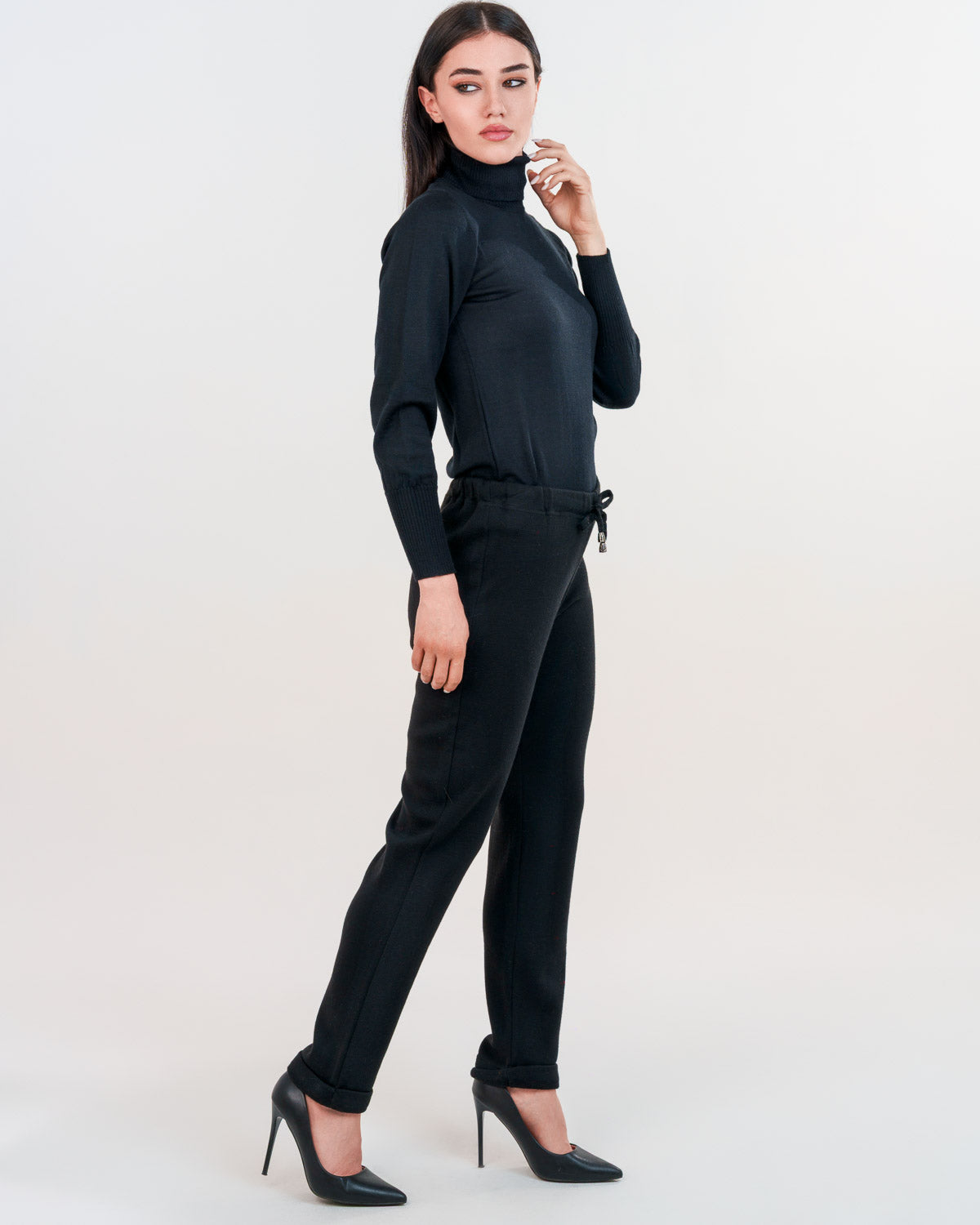 Pantalaccio in lana merino con risvolto