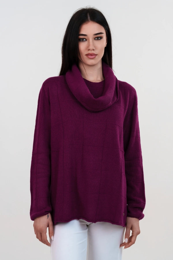 Pullover oversize con collo staccato in cashmere blend