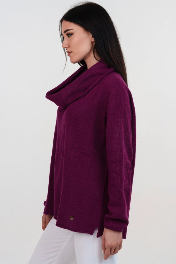Pullover oversize con collo staccato in cashmere blend