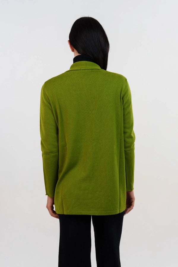 Spolverino basico a maglia rasata fine in lana merino