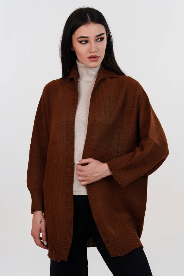 Kimono spolverino oversize tinta unita a manica tre quarti in lana merino