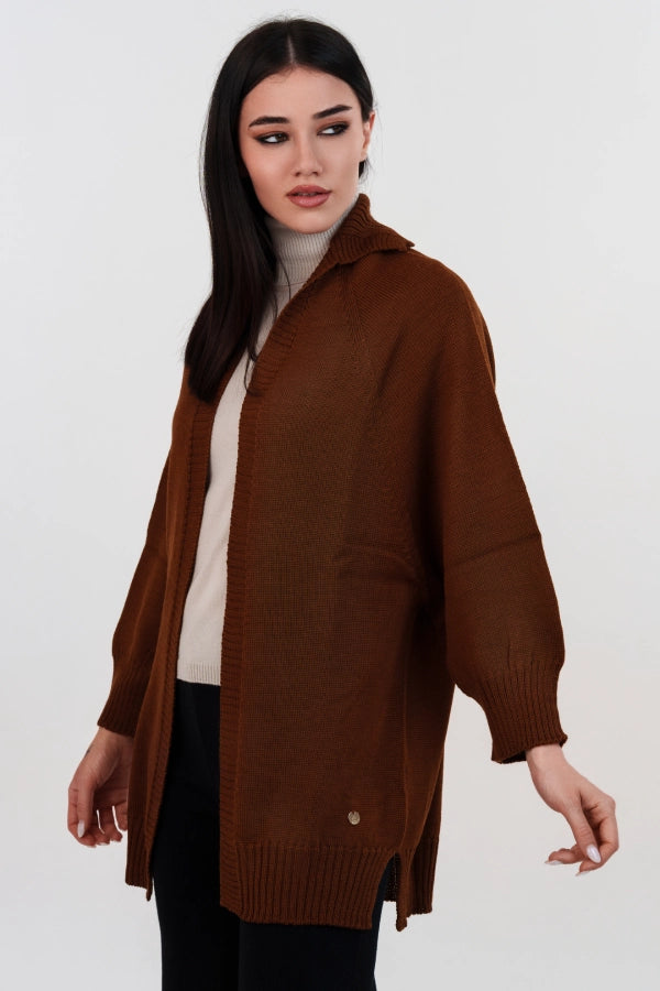 Kimono spolverino oversize tinta unita a manica tre quarti in lana merino