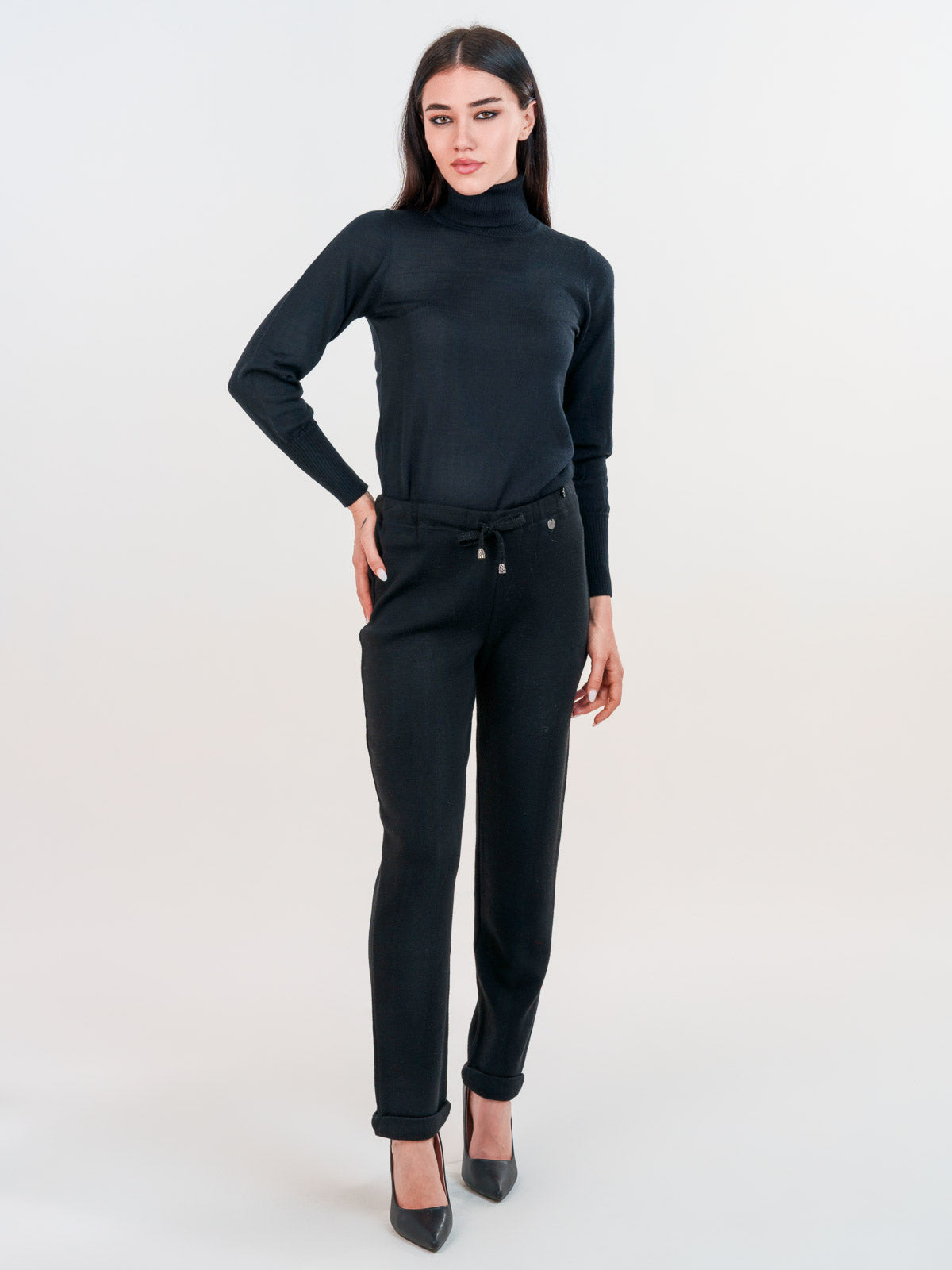 Pantalaccio in lana merino con risvolto