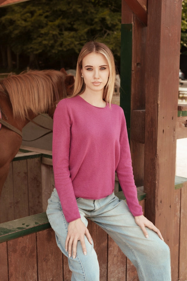 Pullover sotto giacca a maglia rasata in cashmere blend